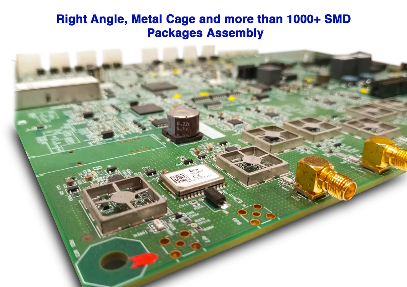 right angle metal cage and smd packages assembly