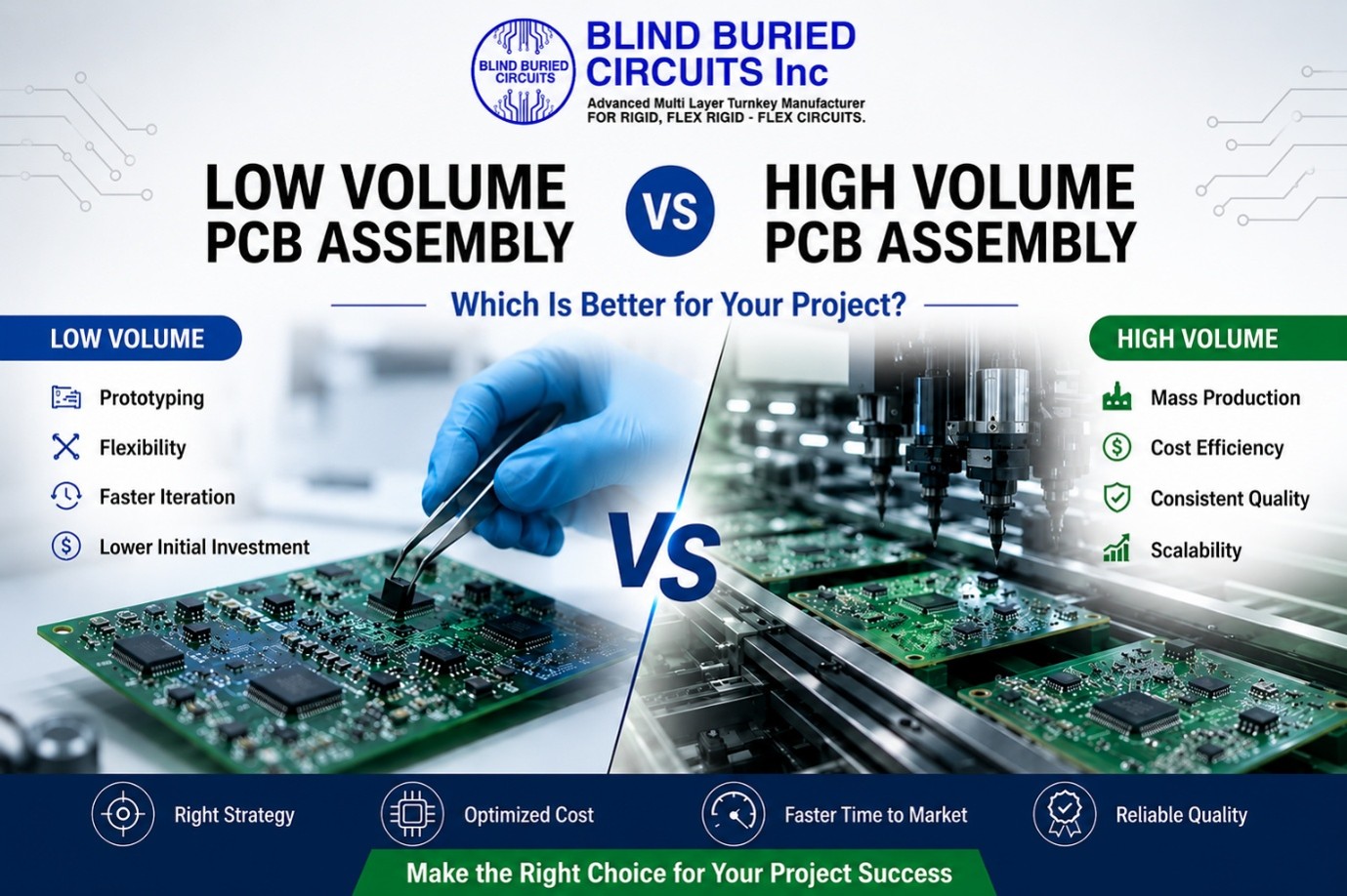 Low vs High Volume PCB Assembly - Detail Comparison